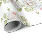 Elegante Rose mit vergoldeten Blätter Geschenkpapier (Rolleneckpunkt)