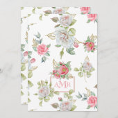 Elegante Rose mit vergoldeten Blätter | Monogramm Mitteilungskarte (Vorne/Hinten)