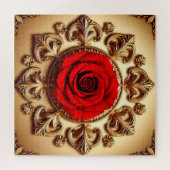 Elegante Rose mit Verziertem Dekorationsrahmen Puzzle (Horizontal)