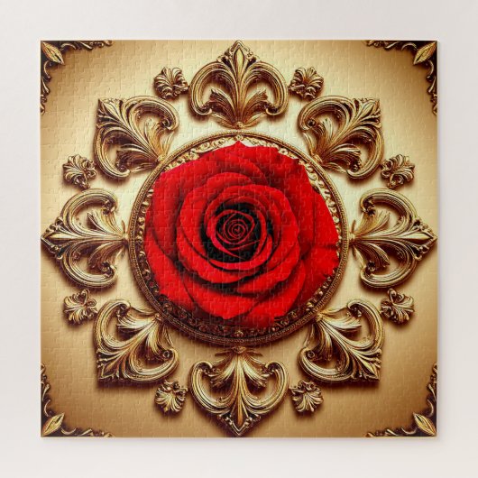 Elegante Rose mit Verziertem Dekorationsrahmen Puzzle (Vertikal)