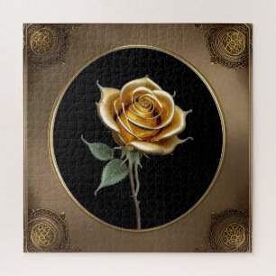 Elegante Rose mit Verziertem Dekorationsrahmen Puzzle