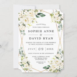 Elegante Rose mit weißer Blüte Gold auf einer Hoch Einladung