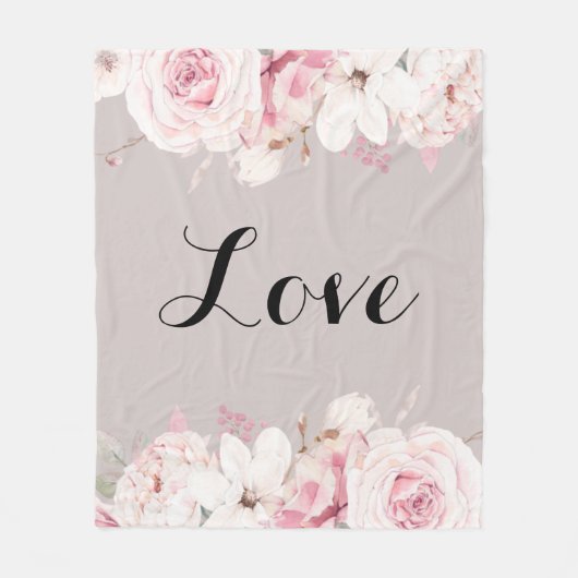 Elegante Rose Mittelfläschchen Fleecedecke (Vorderseite)