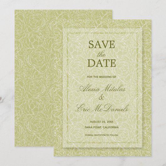 Elegante Rose Moderne Blumenhochzeit Save The Date (Vorne/Hinten)