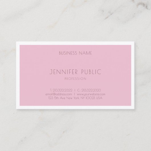 Elegante Rose Modernes Template Visitenkarte (Vorderseite)