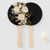 Elegante Rose Monogram Black Fächer (Vorne und Hinten)