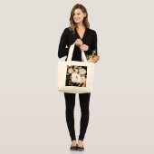 Elegante Rose Monogram Black Jumbo Stoffbeutel (Vorderseite (Model))