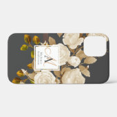 Elegante Rose Monogram Gray Case-Mate iPhone Hülle (Rückseite (Horizontal))
