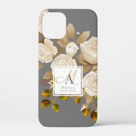 Elegante Rose Monogram Gray Case-Mate iPhone Hülle
