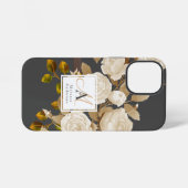 Elegante Rose Monogram Gray iPhone Hülle (Rückseite (Horizontal))