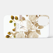 Elegante Rose Monogram White Case-Mate iPhone Hülle (Rückseite (Horizontal))
