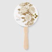 Elegante Rose Monogram White Fächer (Vorderseite)