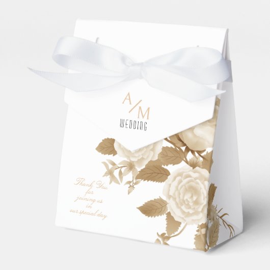 Elegante Rose Monogram White Geschenkschachtel (Vorderseite)