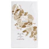 Elegante Rose Monogram White Kleine Geschenktüte (Rückseite)