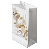 Elegante Rose Monogram White Kleine Geschenktüte (Vorderseite Schrägansicht)