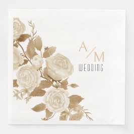 Elegante Rose Monogram White Serviette