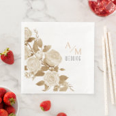 Elegante Rose Monogram White Serviette (Beispiel)