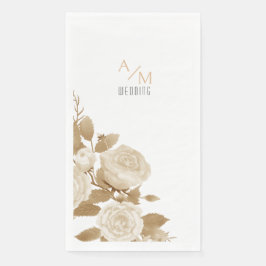 Elegante Rose Monogram White Serviette