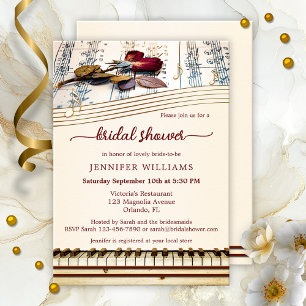 Elegante Rose Music Bridal Dusche Einladung