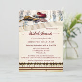 Elegante Rose Music Bridal Dusche Einladung (Stehend Vorderseite)