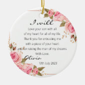 Elegante Rose Mutter der Groombride Hochzeit Keramik Ornament (Vorne)