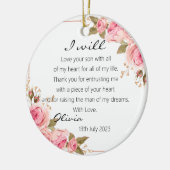 Elegante Rose Mutter der Groombride Hochzeit Keramik Ornament (Links)