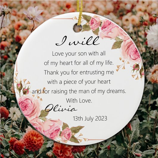 Elegante Rose Mutter der Groombride Hochzeit Keramik Ornament