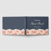 Elegante Rose Navy Blue Blush White Wedding Gästebuch (Voll)