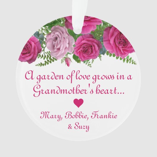 Elegante Rose Oma Ornament of Grandkids (Vorderseite)