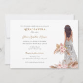 Elegante Rose Pampas Grass Dress Quinceanera Einladung (Vorderseite)