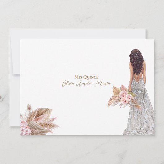 Elegante Rose Pampas Grass Quinceañera Save The Date (Rückseite)