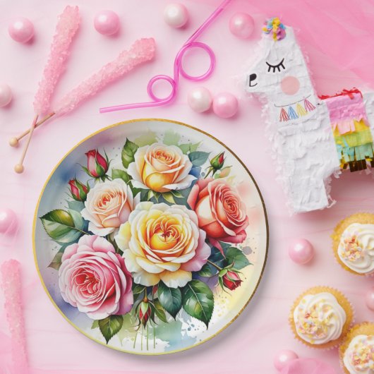 Elegante Rose Pappteller (Party)