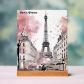 Elegante Rose Paris Frankreich Romantischer Eiffel Acrylschild (Neutral)