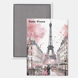 Elegante Rose Paris Frankreich Romantischer Eiffel Magnet