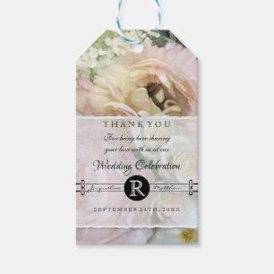 Elegante Rose Peony Bouquet Park/Garten: Geschenkanhänger