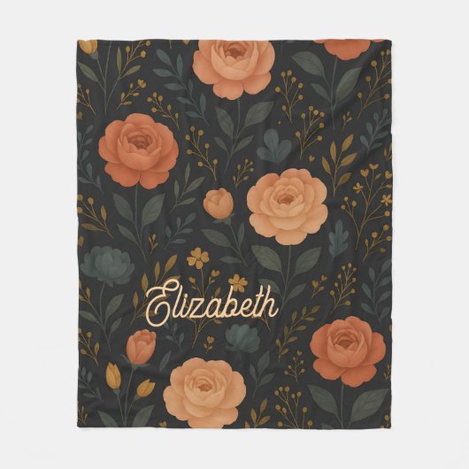 Elegante Rose & Peony Floral Fleece Blanket (Vorderseite)