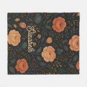 Elegante Rose & Peony Floral Fleece Blanket (Vorderseite (Horizontal))