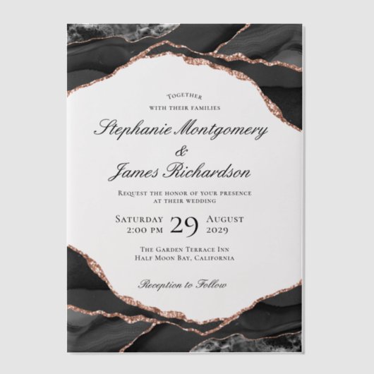 Elegante Rose Pergament Einladungen (Vorderseite)