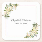 Elegante Rose | Personalisierte Hochzeit Rechteckiger Pappuntersetzer (Vorderseite)