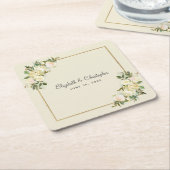 Elegante Rose | Personalisierte Wasserfarbe für Ho Rechteckiger Pappuntersetzer (angewinkelt)