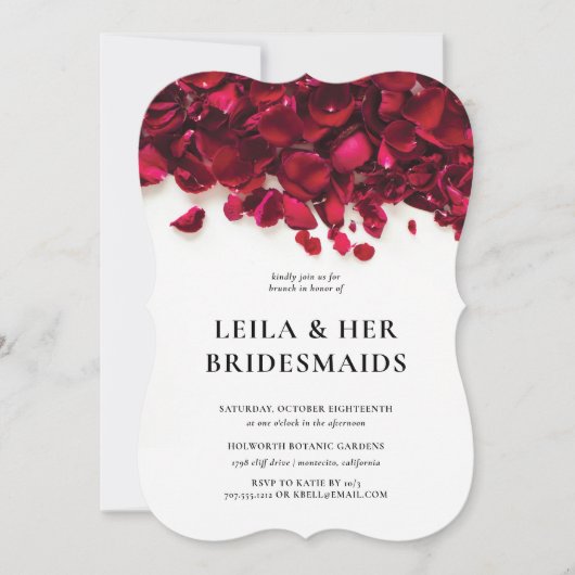 Elegante Rose Petals Bridesmaids Brunch Einladung (Vorderseite)