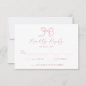 Elegante Rose Pink Bow Wedding RSVP Karte (Vorderseite)