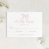 Elegante Rose Pink Bow Wedding RSVP Karte