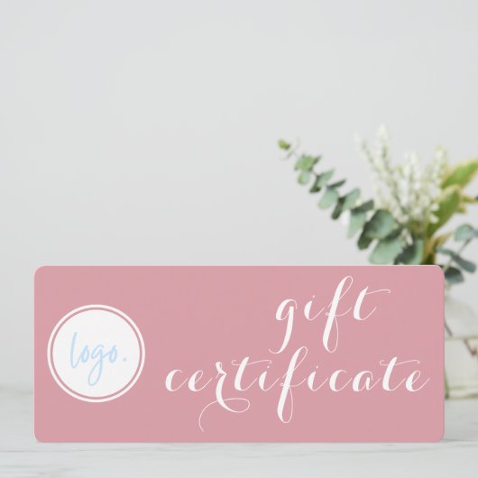 ELEGANTE ROSE PINK BUSINESS LOGO GIFT BESCHEINIGUN (Stehend Vorderseite)