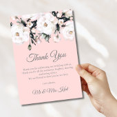 Elegante Rose | Pink White Floral Wedding Dankeskarte