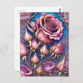 Elegante Rose Postkarte (Vorne/Hinten)