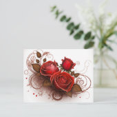 Elegante Rose Postkarte (Stehend Vorderseite)