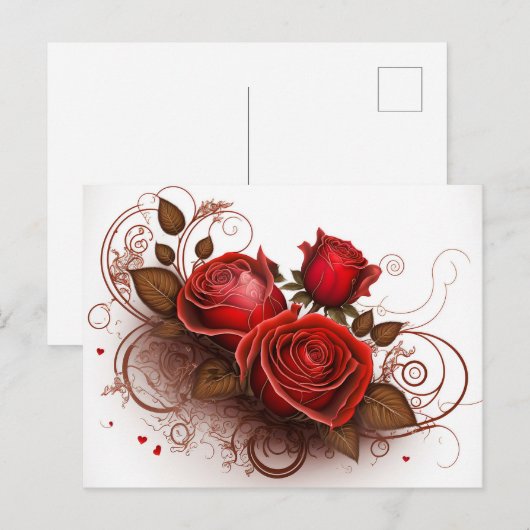 Elegante Rose Postkarte (Vorne/Hinten)