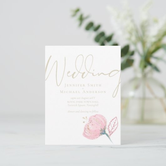 Elegante Rose Postkarte (Stehend Vorderseite)