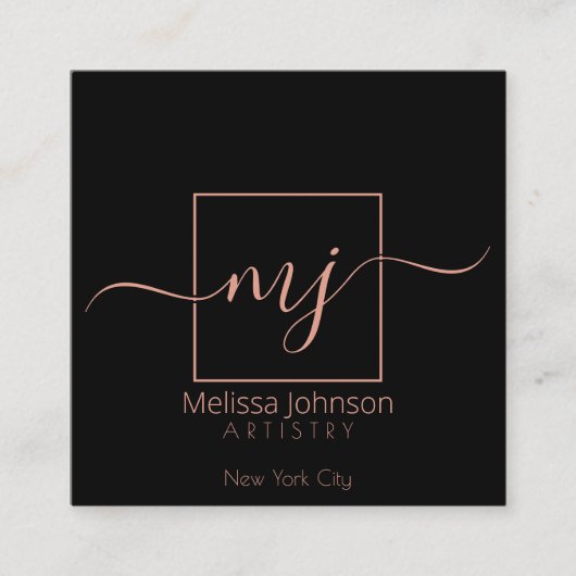 Elegante Rose Quadratische Visitenkarte (Vorderseite)